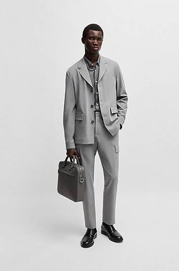 Skjorte BOSS Men's Slim Fit Performance-Stretch Shirt Grå | 50533434, 1