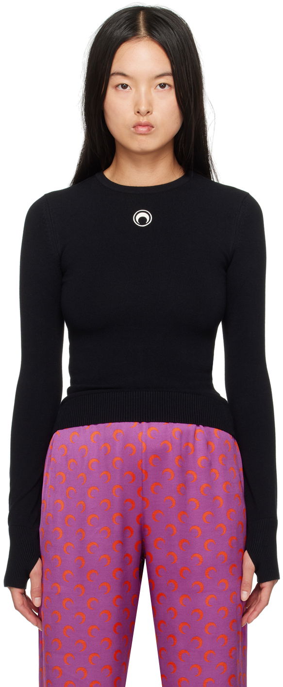 Sweater Marine Serre Fitted Sweater With Logo Sort | WTK014A