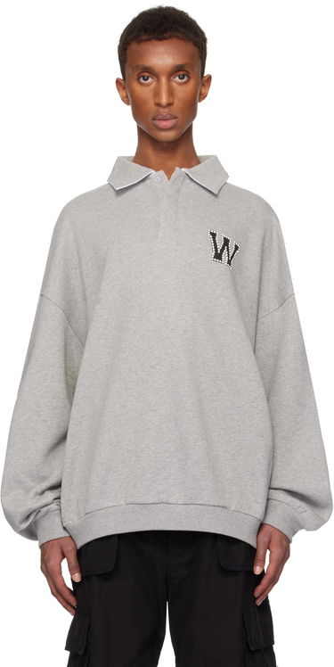Sweater We11done We11done Pearl Logo Polo Sweatshirt Grå | WD-TS3-24-739-U-MG, 0