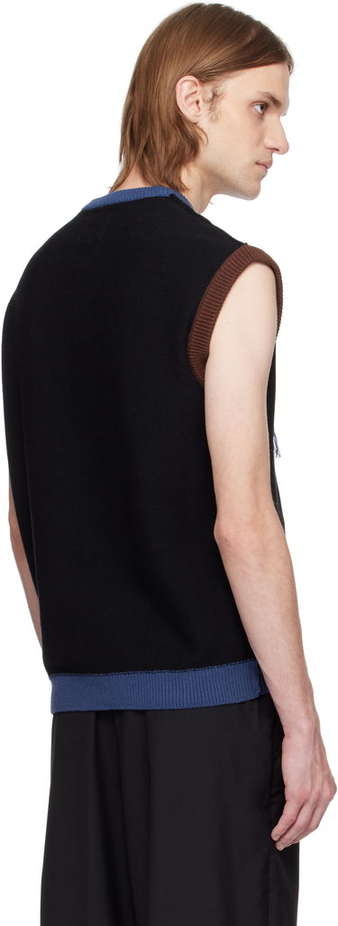 Sweater KidSuper KidSuper Reverse Knit Patchwork Face Sleeveless Sweater Blå | SS25-SW-06, 2