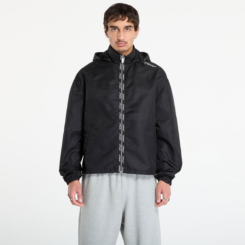 Vindjakke Off-White Off-White Bookish Nylon Windbreaker Sort | OMEB04FF25FAB0011001