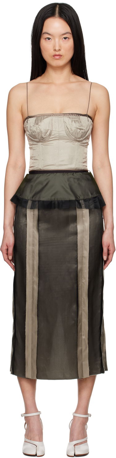 Nederdel Maison Margiela Maison Margiela Silk Midi Dress with Peplum Grøn | S51DD0025 MTN057, 0