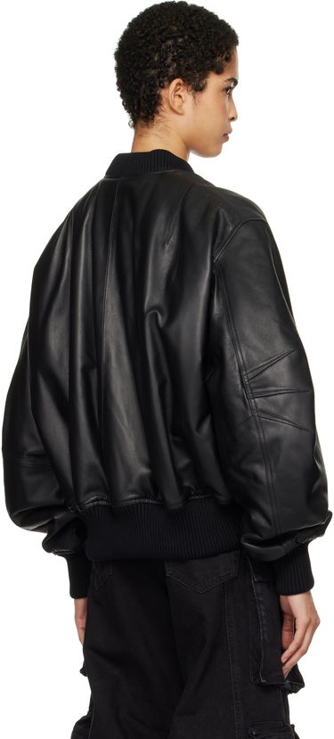 Bomberjakke The Attico The Attico Anja Leather Bomber Jacket Sort | 250WCB00004 LBT128AA, 2