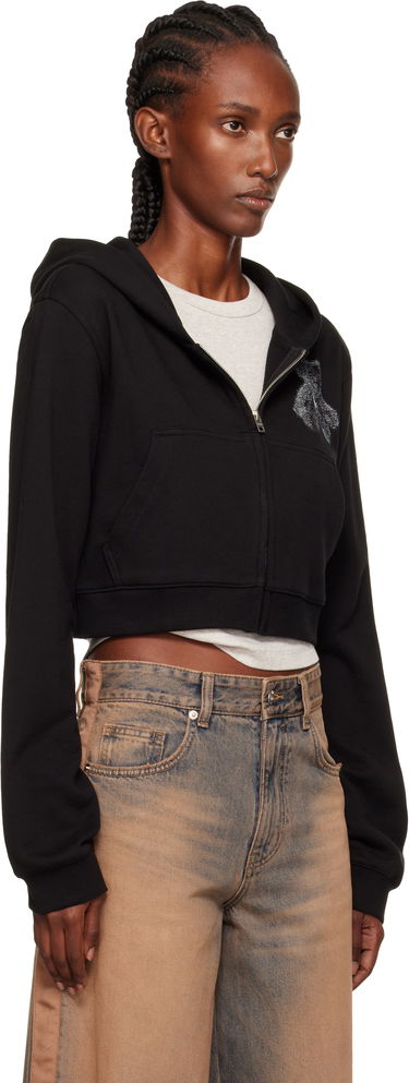 Sweatshirt We11done We11done Teddy Bear Slim-Fit Zip-Up Hoodie Sort | WD-TJ2-25-870-W-BK, 1