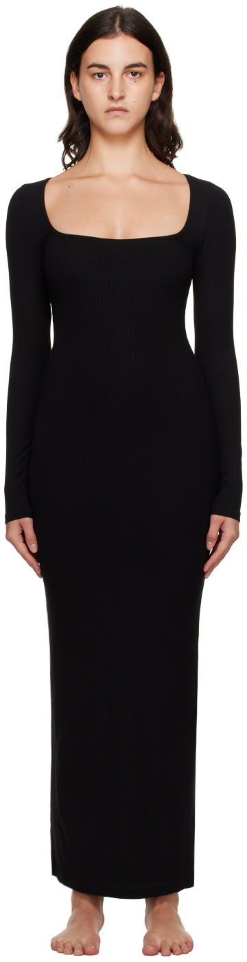 Kjole SKIMS SKIMS Soft Lounge Long Sleeve Maxi Dress Sort | AP-DRS-1701, 0