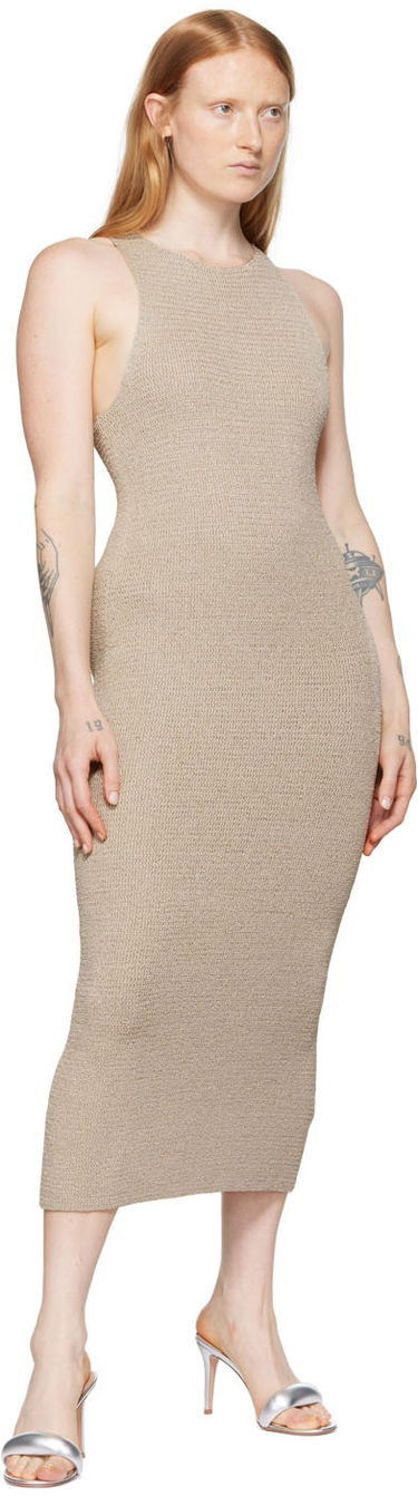 Kjole Helmut Lang Helmut Lang Ribbon Midi Dress Beige | M04HW705, 3