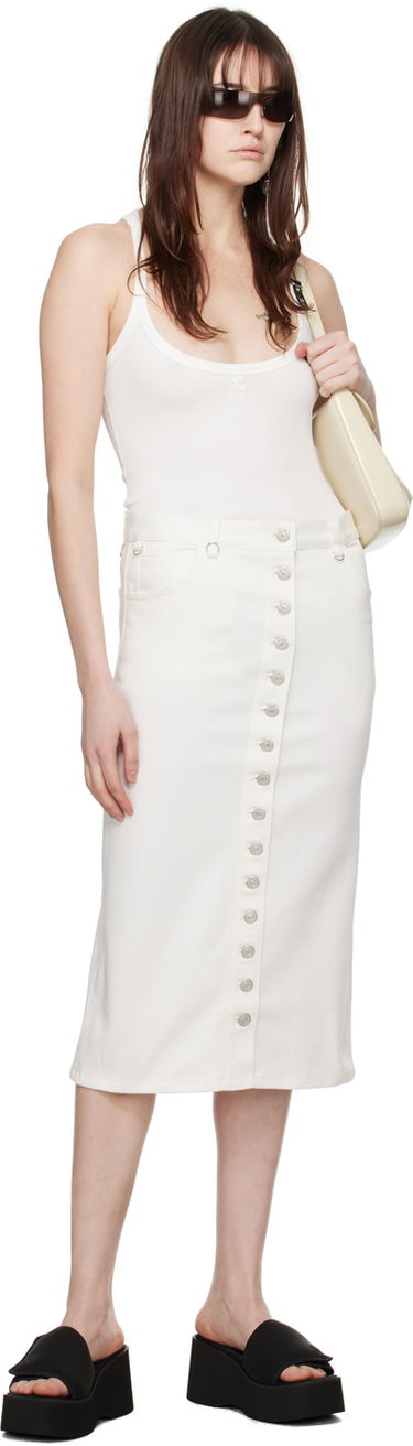 Nederdel Courrèges Courrèges Multiflex Denim Button-Front Skirt Hvid | 124DJU155DE0022, 3