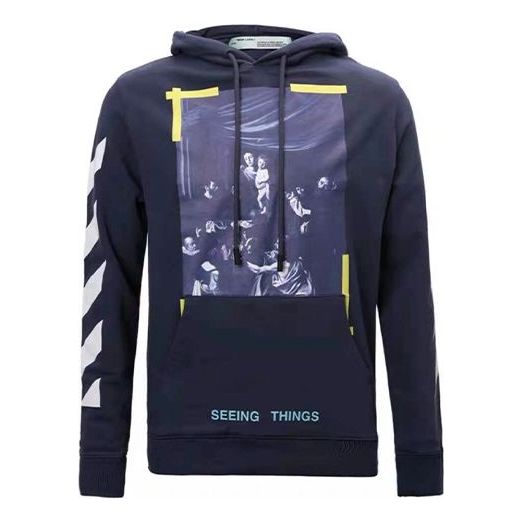 Sweatshirt Off-White Off-White Painting Hoodie Blå | OMBB003F170030163201