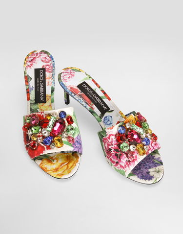 Tilbehør Dolce & Gabbana Dolce & Gabbana Brocade Mules with Jewel Embellishments Flerfarvet | CR1744A6L95HA5KU, 3