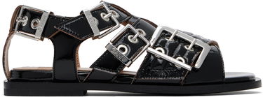 Tilbehør GANNI GANNI Buckle Strap Flat Sandals Sort | S2934, 0