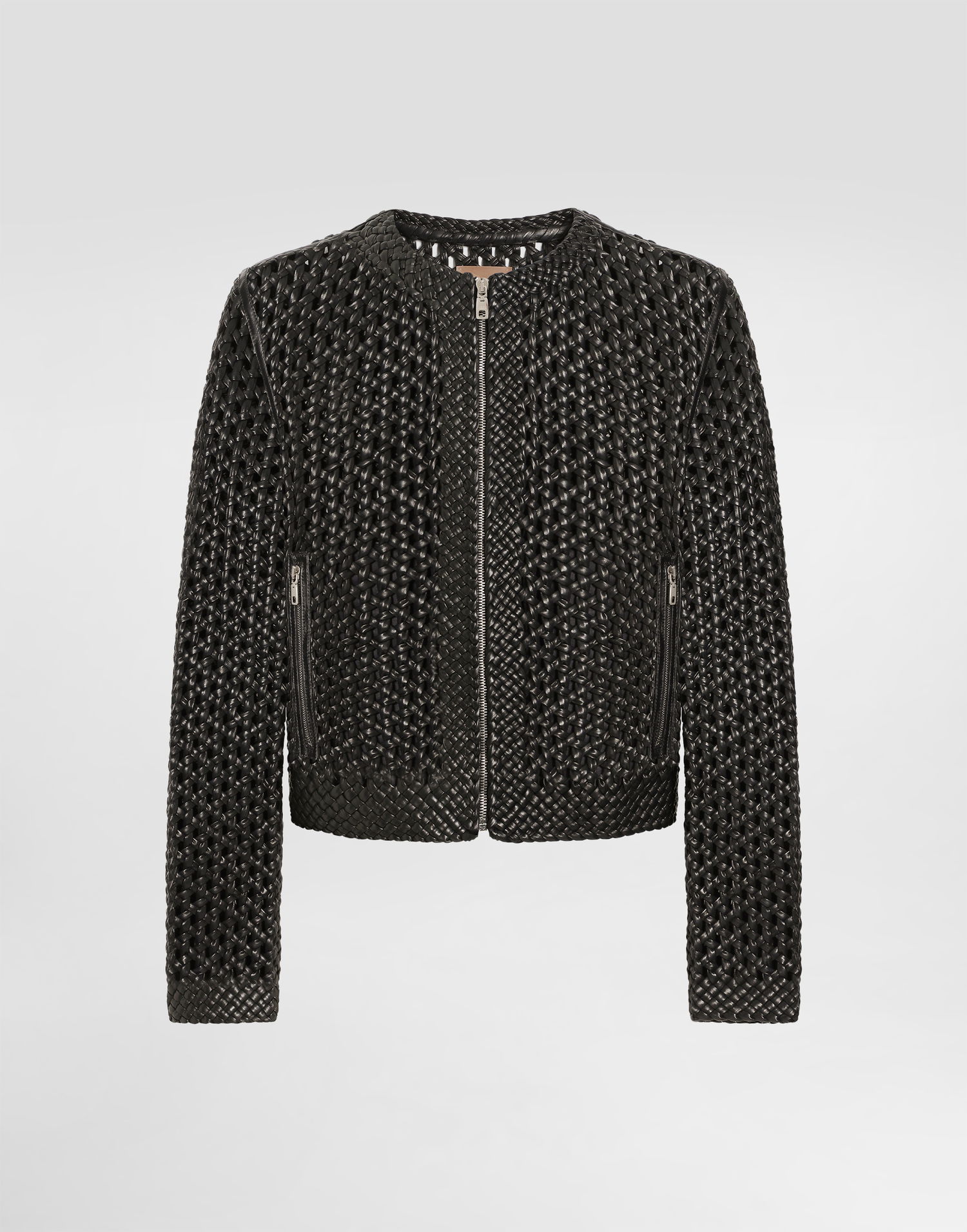 Jakke Dolce & Gabbana Dolce & Gabbana Woven Nappa Leather Jacket Sort | G9BGSLGJ159N0000, 0