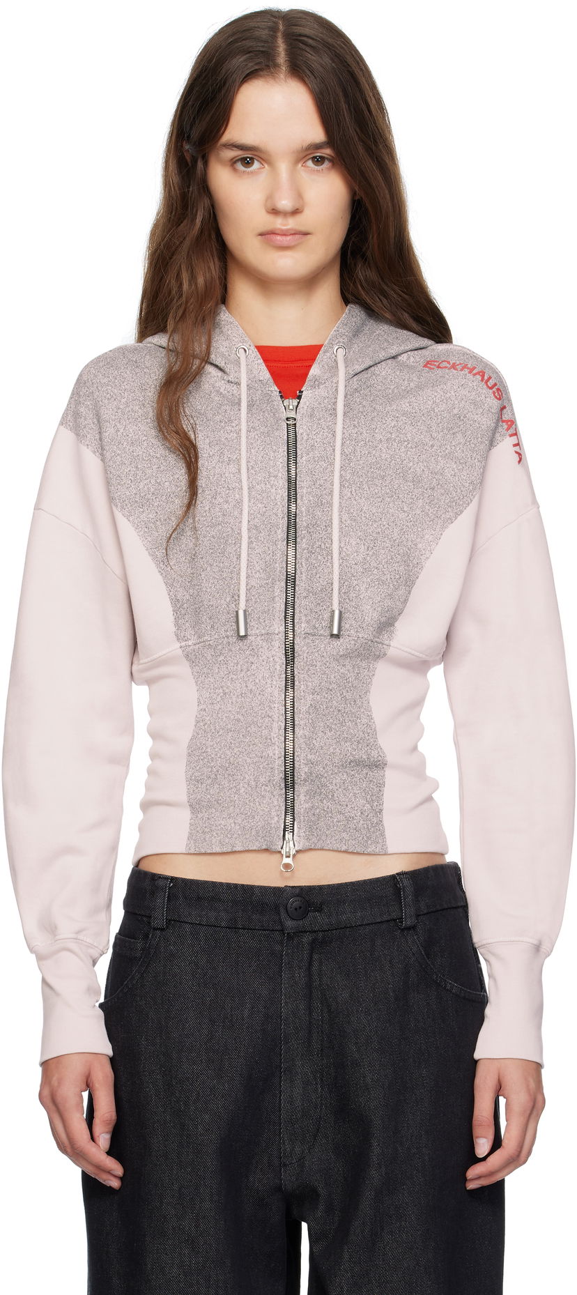 Sweatshirt Eckhaus Latta Eckhaus Latta Snatched Zip-Up Hoodie Lyserød | 4000-EL-PF25-P -