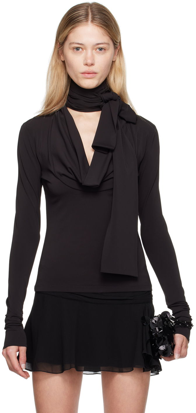 Nederdel Blumarine Blumarine Cowl Neck Long Sleeve Top Sort | A422C286A