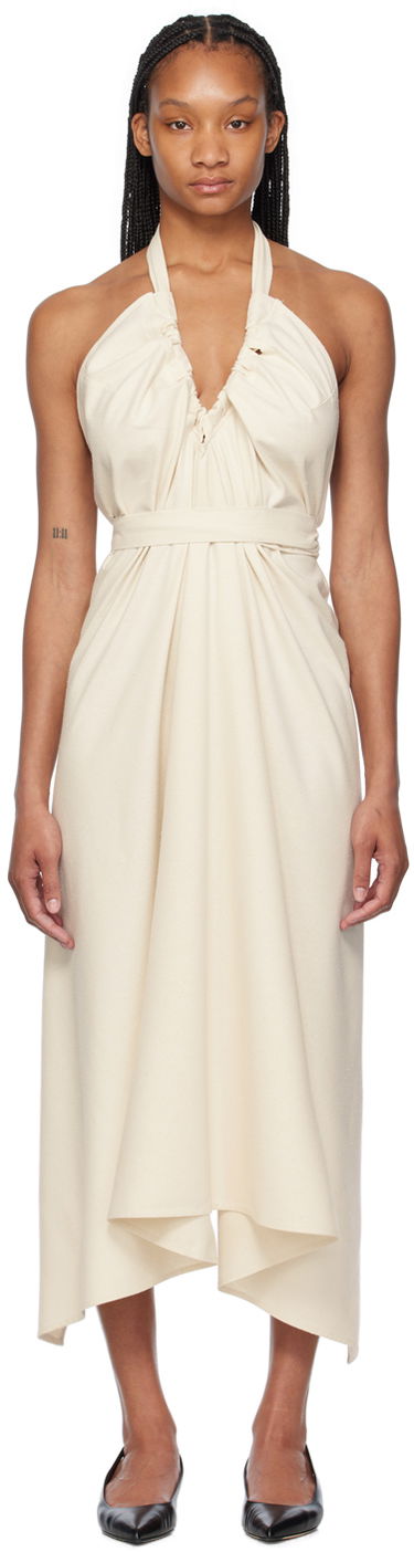 Kjole Baserange Baserange Node Halter Neck Maxi Dress Beige | DRNO-WS-SU24, 0