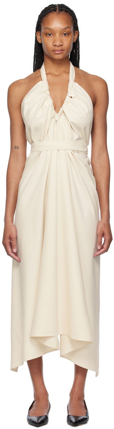 Kjole Baserange Baserange Node Halter Neck Maxi Dress Beige | DRNO-WS-SU24