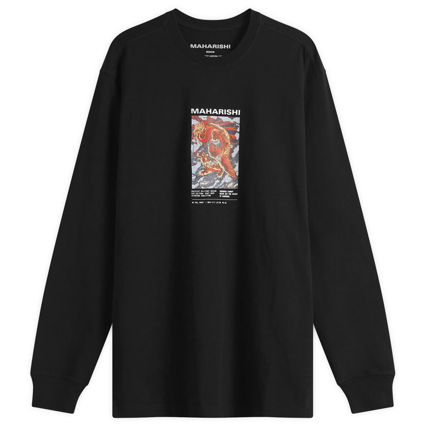 T-shirt Maharishi Tiger Dragon Miltype Graphic Long Sleeve T-Shirt, Size Large Sort | 1490-BLK