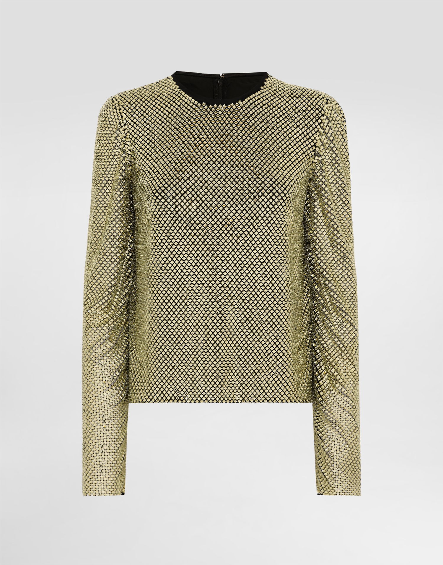 T-shirt Dolce & Gabbana Long-sleeved Crystal Mesh Top Grøn | F7AK6ZFLSK3S0997, 0