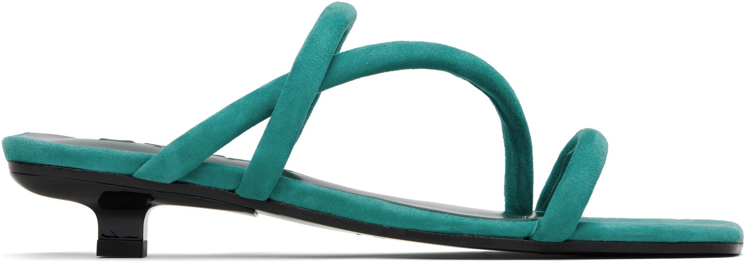 Tilbehør BY FAR BY FAR Morena Kid Suede Leather Heeled Sandals Grøn | MWFHO015KL007GR047PL, 0