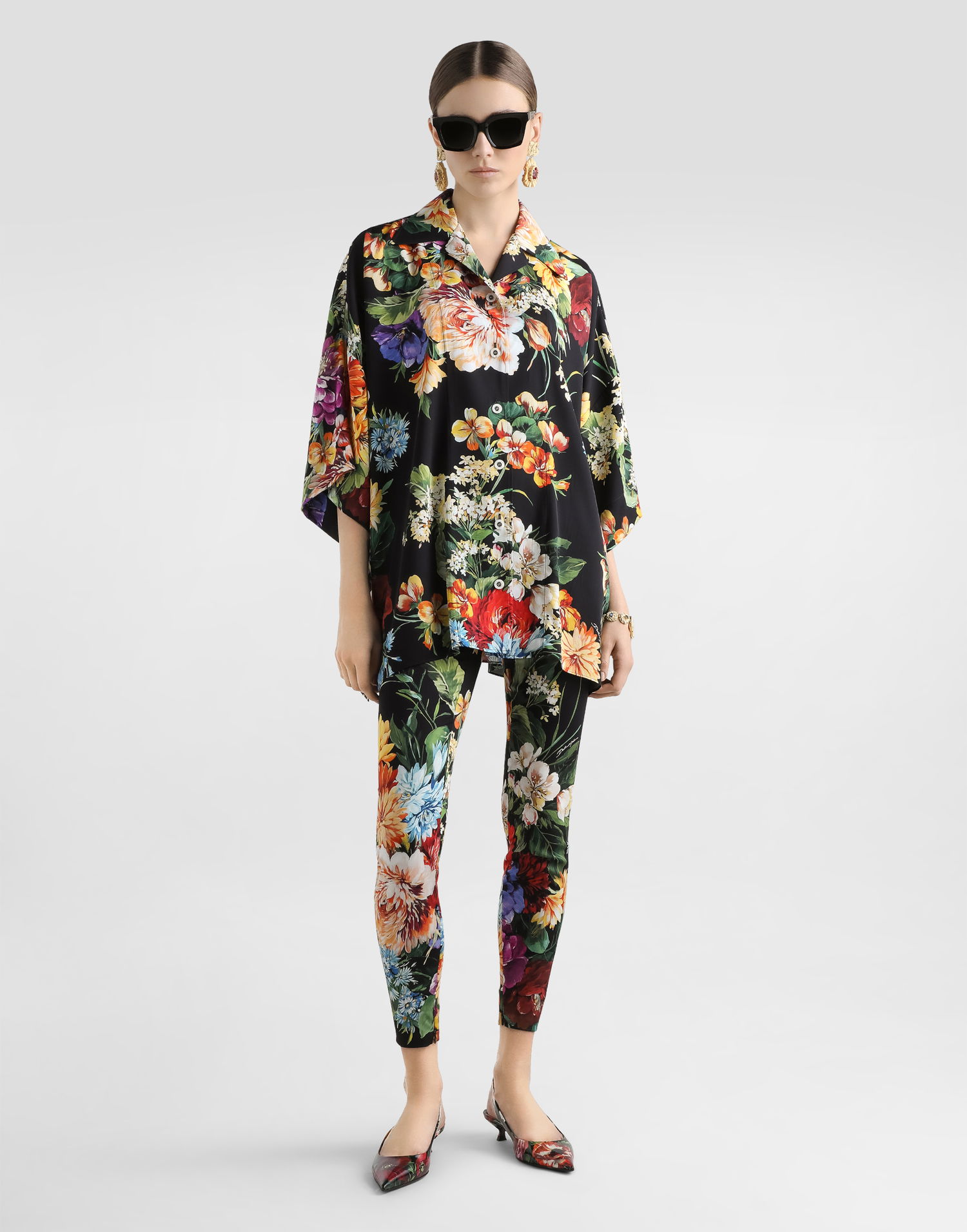 Bukser Dolce & Gabbana Dolce & Gabbana Charmeuse Flower Bouquet-Print Pants Sort | FTCQ4TFSA7WHN5PC, 1