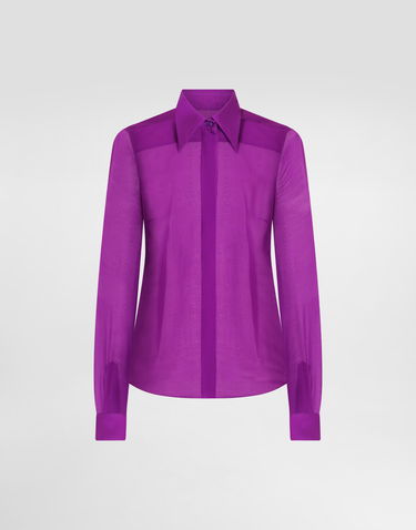 Skjorte Dolce & Gabbana Dolce & Gabbana Chiffon Silk Shirt Lilla | F5T63TFU1ATF0571, 0