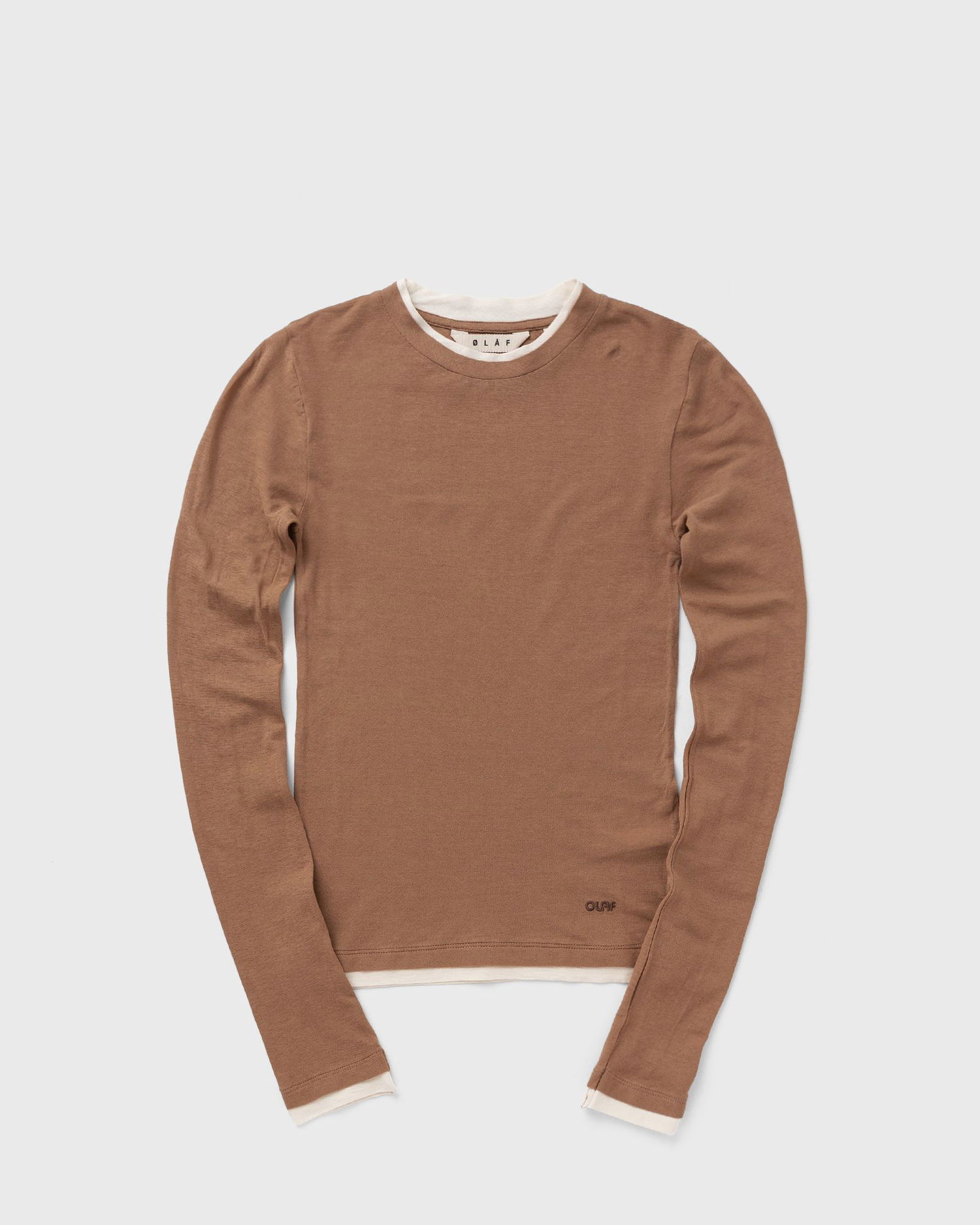 T-shirt ØLÅF Olaf Retro Logo Double Layer Long Sleeve Top, Size L Brun | W200108-CINNAMON, 0