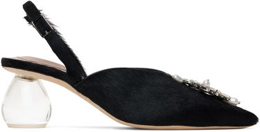 Sneakers og sko Simone Rocha Simone Rocha Pointed Slingback Heels with Crystal Embellishment Sort | LH14B 0794, 0