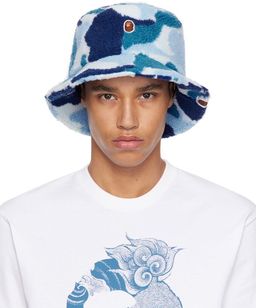 Hat BAPE A Bathing Ape ABC Camo Boa Fleece Bucket Hat Blå | 001HTK801006M