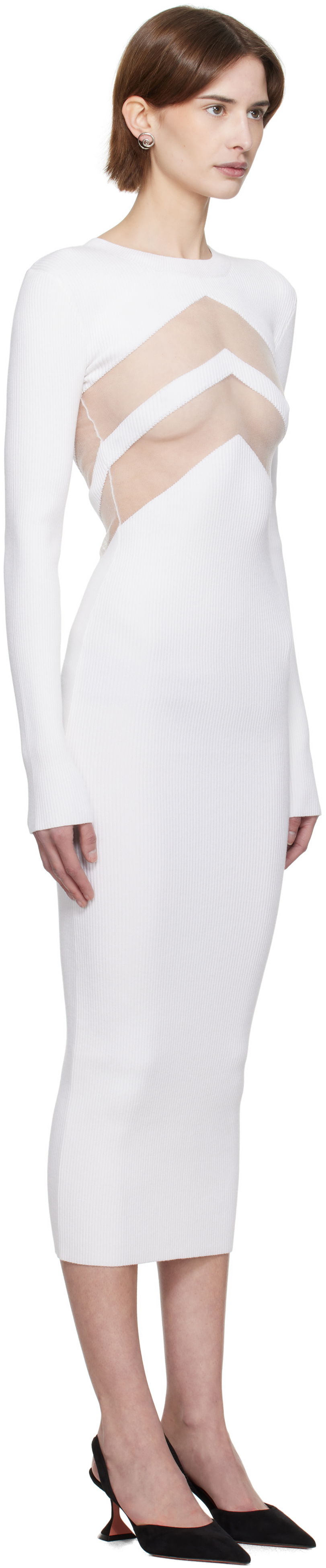 Kjole Jean Paul Gaultier Jean Paul Gaultier 'The Chevrons' Midi Dress Hvid | 25/33-F-RO379-M085-01, 1