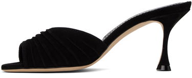 Tilbehør Manolo Blahnik Manolo Blahnik Pirua Suede Heeled Mules Sort | 423-1671, 2