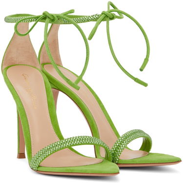 Sneakers og sko Gianvito Rossi Montecarlo Suede Heeled Sandals Grøn | G61408-15RIC-CAM, 3