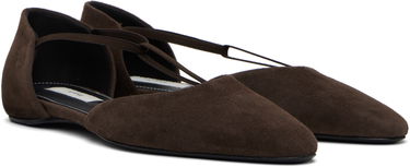 Tøj TOTEME TOTEME Suede T-Strap Ballerina Flats Brun | 252-WAS805-LE0114, 3