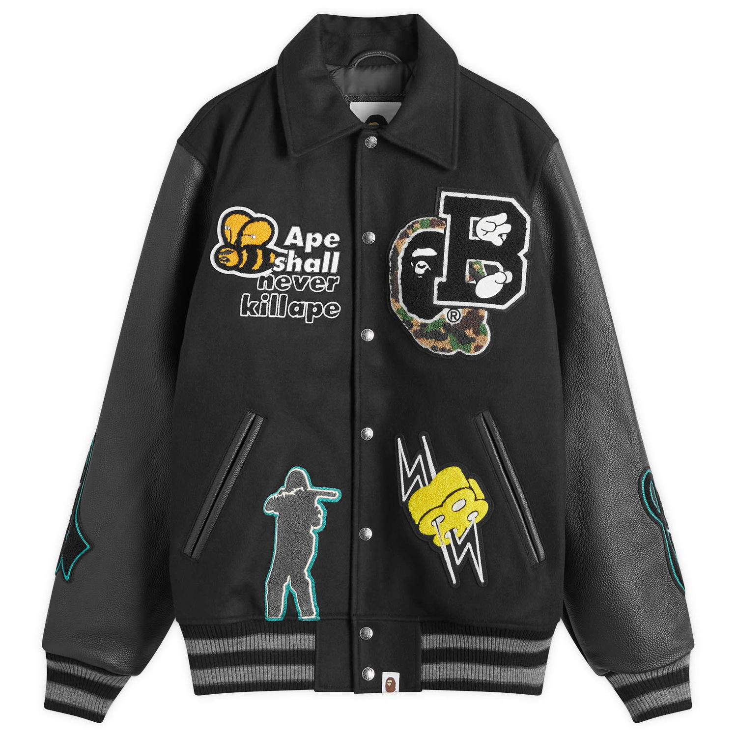 Jakke BAPE A Bathing Ape BAPE Varsity Jacket Sort | 001HJK301002M-BLK, 0