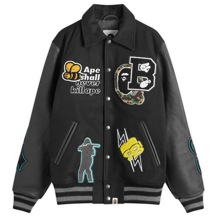 Jakke BAPE A Bathing Ape BAPE Varsity Jacket Sort | 001HJK301002M-BLK