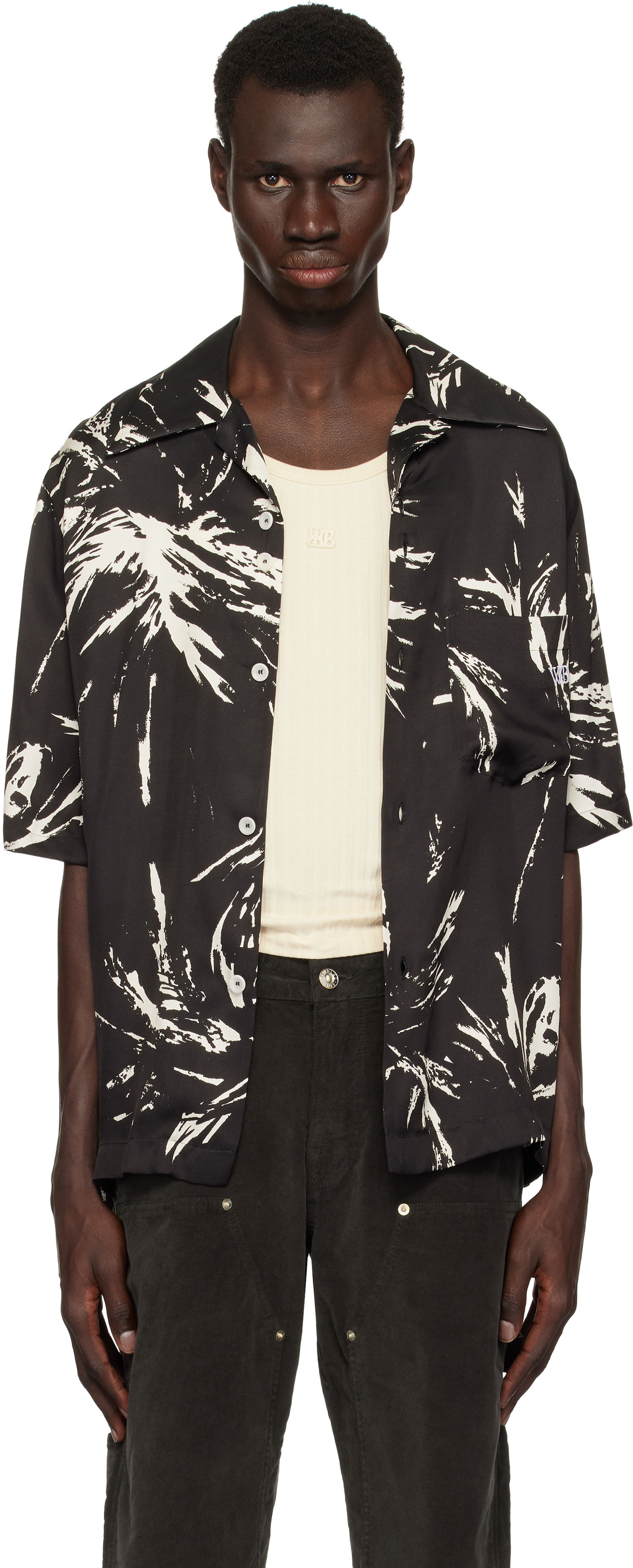 Skjorte Wales Bonner Wales Bonner Highlife Bowling Shirt Sort | MS25SH08-VI05-9900 PRINT VISCOSE, 0