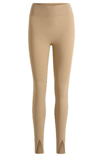 Leggings BOSS Stretch Interlock Active Leggings with Slit Hems Beige | 50540834, 0