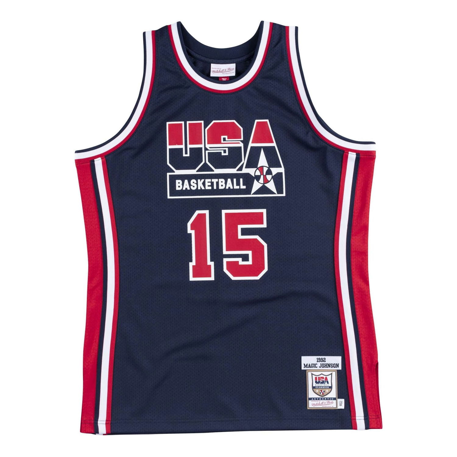 Jersey Mitchell & Ness Team USA 1992 'Magic Johnson 15' Jersey Blå | AJY4GS18413-USANAVY92EJH, 0