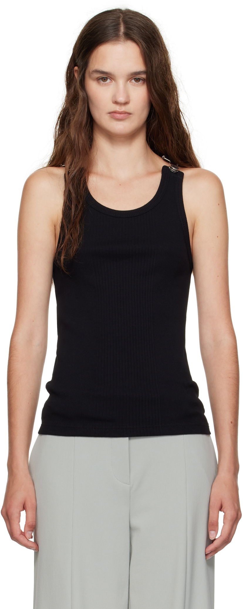 Tanktop Jean Paul Gaultier Jean Paul Gaultier Overall Buckles Ribbed Tank Top Sort | 25/03-U-TO380-J014-00
