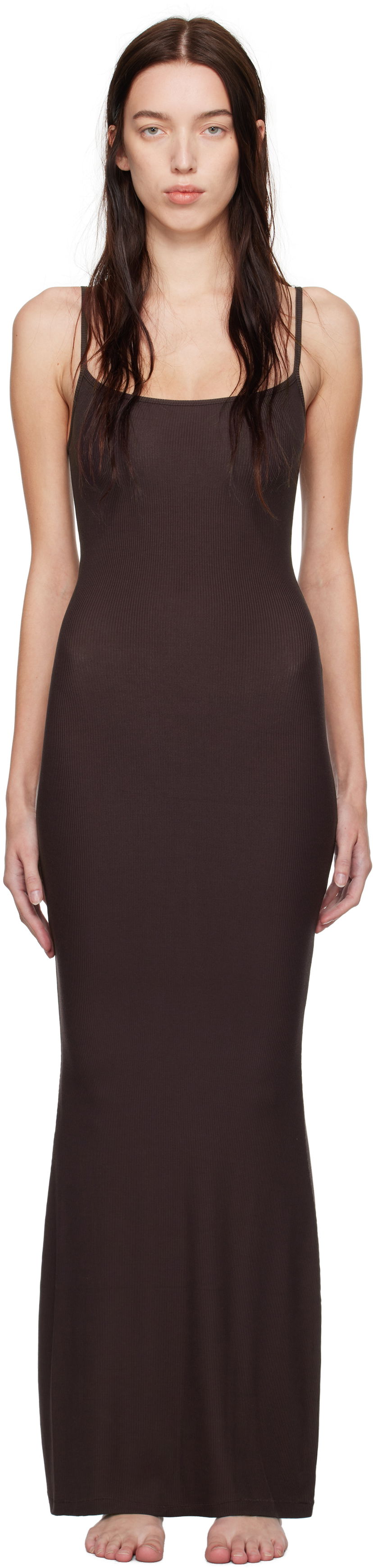 Kjole SKIMS Soft Lounge Long Slip Dress Brun | AP-DRS-0596