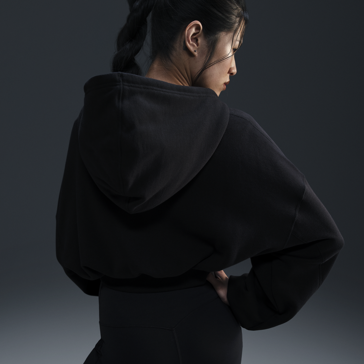 Sweatshirt Nike Sportswear Cropped Hoodie Sort | FV7777-010, 1
