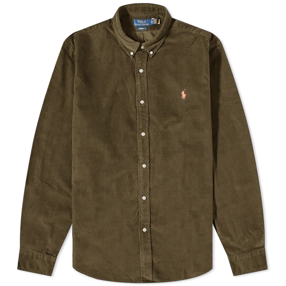 Skjorte Polo by Ralph Lauren Corduroy Defender Grøn | 710818761014, 0