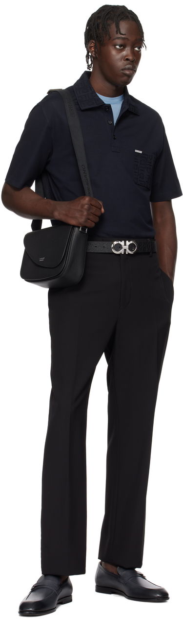 Polo skjorte FERRAGAMO Salvatore Ferragamo Jacquard Pocket Polo Mørkeblå | 781014, 4