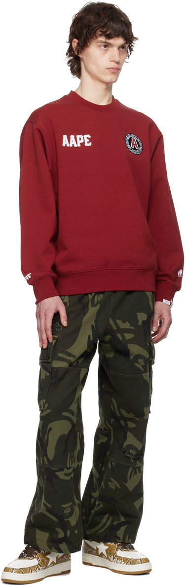 Sweater AAPE by A Bathing Ape AAPE by A Bathing Ape Logo Patch Crewneck Sweatshirt Rød | AAPSWMC337XXNBDX, 3