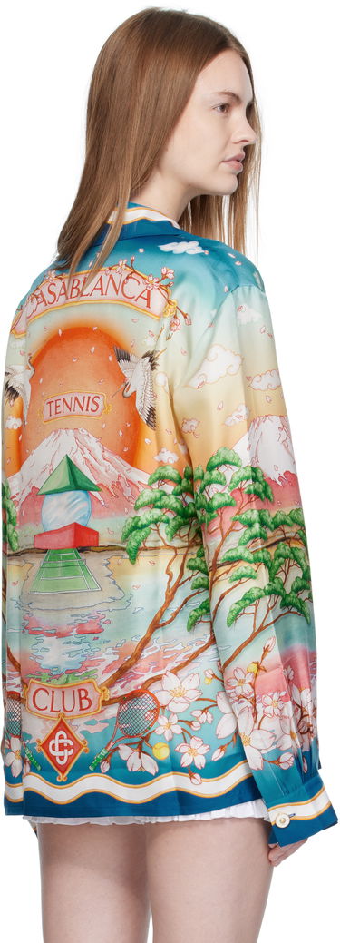 Skjorte Casablanca Casablanca 'Tennis Club' Print Silk Long Sleeve Shirt Flerfarvet | U-WPF25-SH-006-01, 2