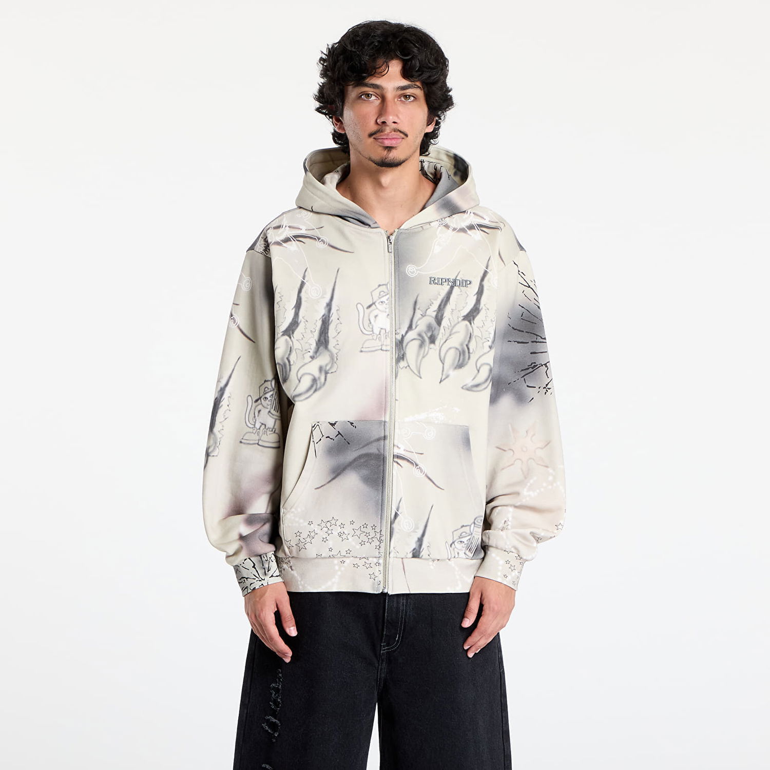 Sweatshirt RIPNDIP RIPNDIP Stargazing Zip Up Hoodie Beige | RNDSUM25108, 0