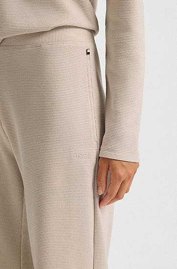 Pyjamas BOSS Cotton-blend pyjama bottoms with waffle structure Beige | 50550317, 1