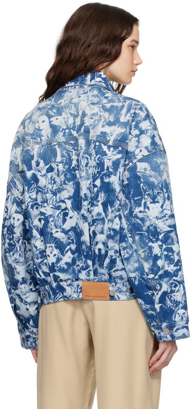 Jakke Stella McCartney Stella McCartney Animal Crowd Print Denim Jacket Blå | 6D01973SPH65, 2