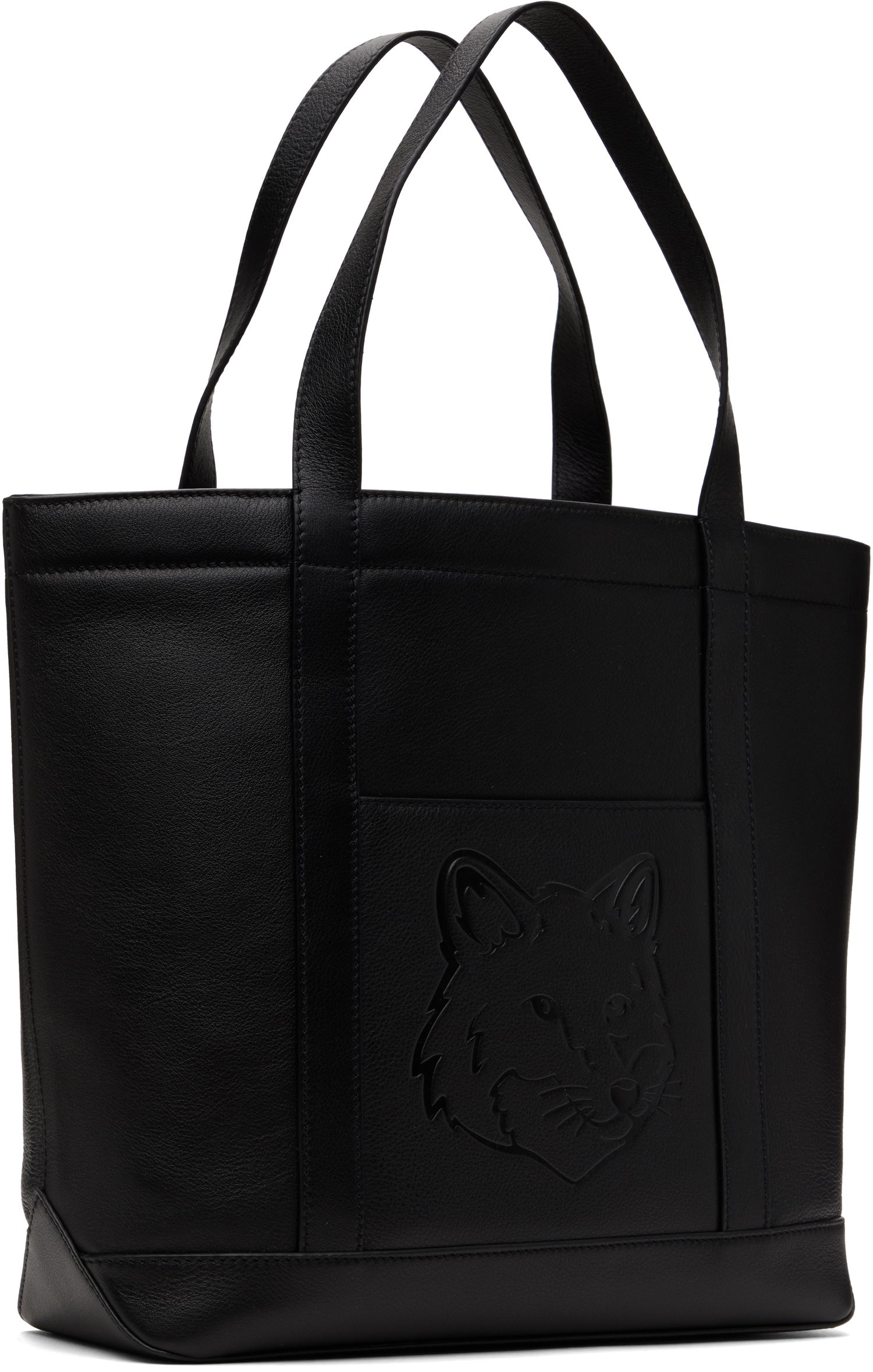 Mulepose MAISON KITSUNÉ Maison Kitsuné Fox Head Leather Medium Tote Sort | OW05110LC0045, 1