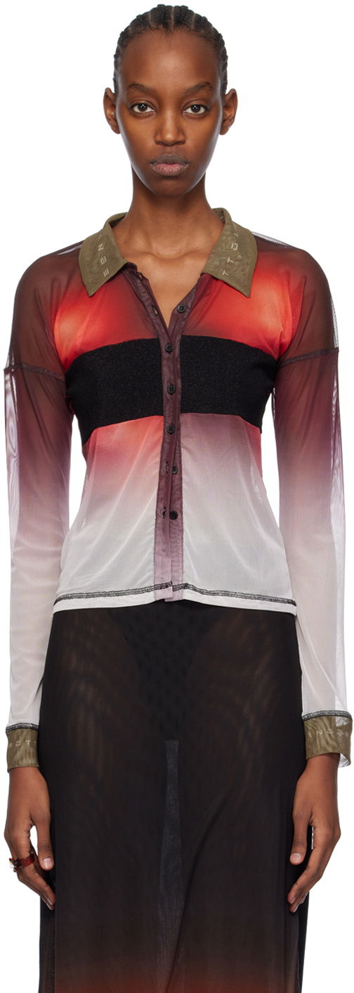 Polo skjorte Ottolinger Ottolinger Semi-Sheer Long Sleeve Polo Rød | 103401