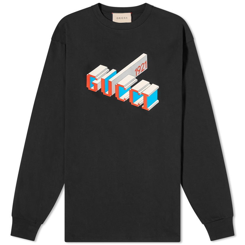 Sweater Gucci 3D Logo Crewneck Sort | 774304-XJF69-1152