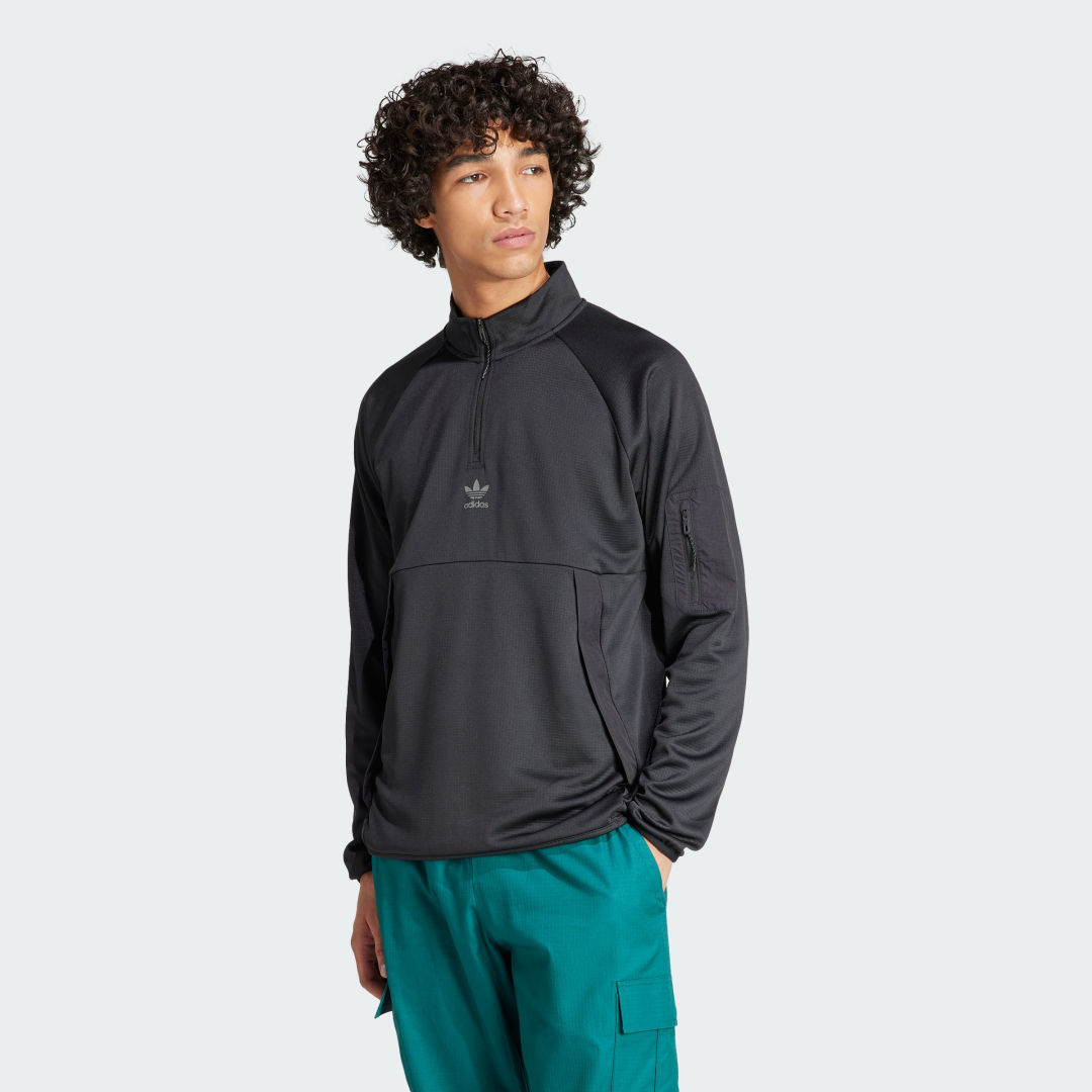 Sweatshirt adidas Originals 1/4 Zip Top Sort | IZ3282, 1